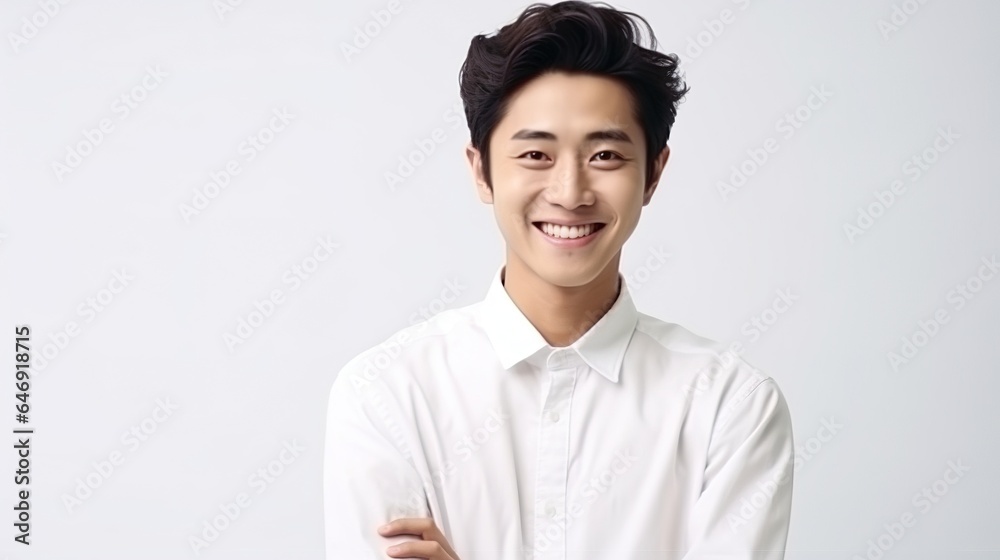 portrait of a handsome asian man on white background. generative ai portrait of a handsome asian man on white background. generative ai