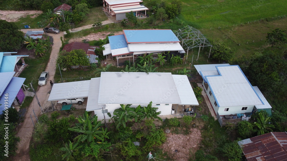 Aerial view of green fields and farmlands in rural Thailand. Aerial view of green fields and farmlands in rural Thailand.
