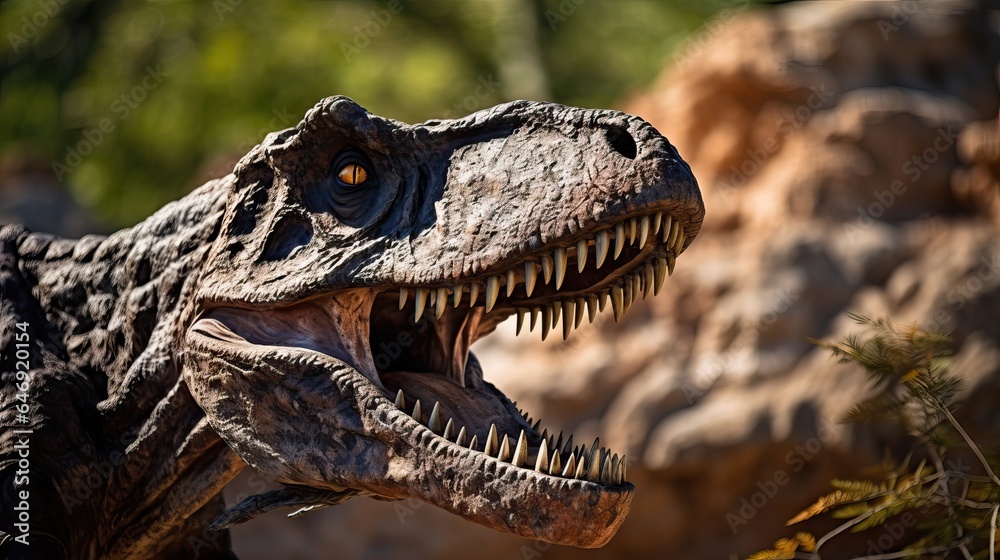 Tyrannosaurus Rex, Dinosaur at rock hill background Tyrannosaurus Rex, Dinosaur at rock hill background