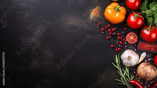 Food ingredient on black table background, copy space