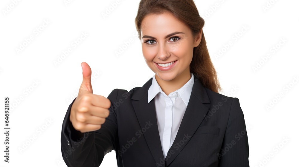 woman showing thumbs up on white background. generative ai woman showing thumbs up on white background. generative ai