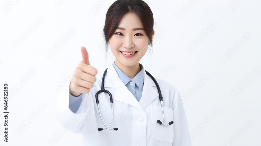 portrait of female asian doctor holding a stethoscope. generative ai portrait of female asian doctor holding a stethoscope. generative ai