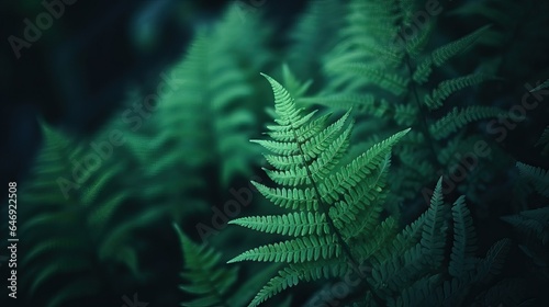 Green fern leaf in forest. Dark vintage plant © thesweetsheep