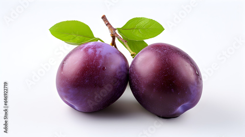 plums isolated on white photo