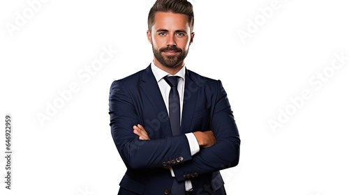 portrait of a handsome businessman on white background. generative ai