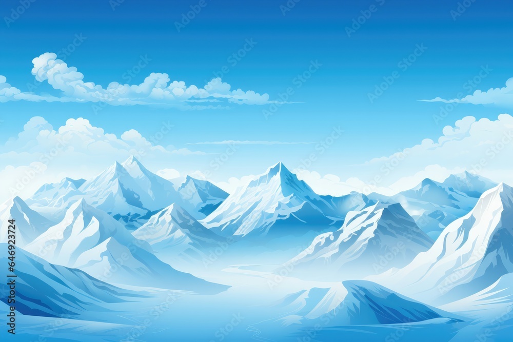 Mountain range with snow-capped peaks.