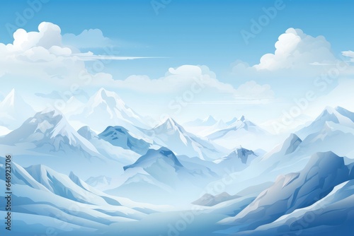 Mountain range with snow-capped peaks. © Kanisorn