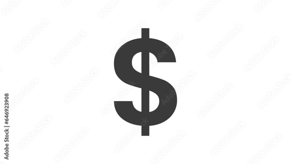US Dollar sign seamless loop with alpha channel pop up animation. k1_1045 US Dollar sign seamless loop with alpha channel pop up animation. k1_1045