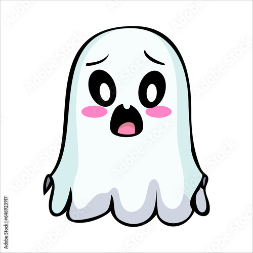cute kawaii ghost character vector illustration
