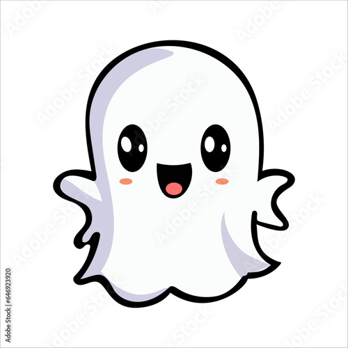 cute kawaii ghost character vector illustration
