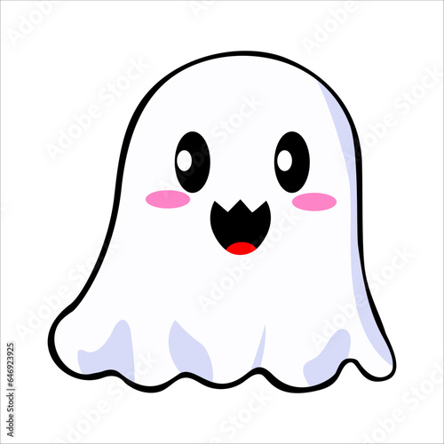 cute kawaii ghost character vector illustration
