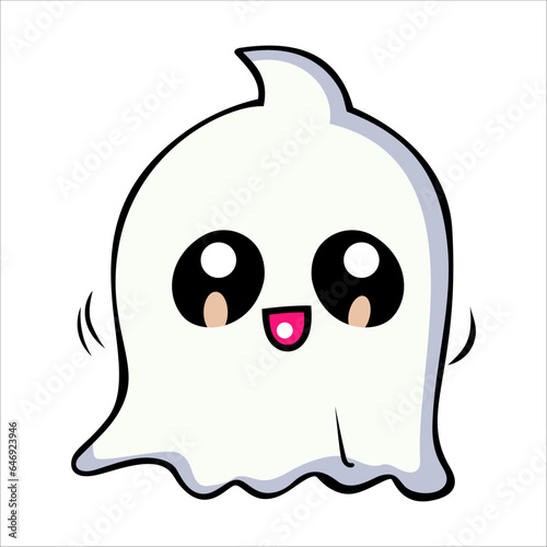 cute kawaii ghost character vector illustration
