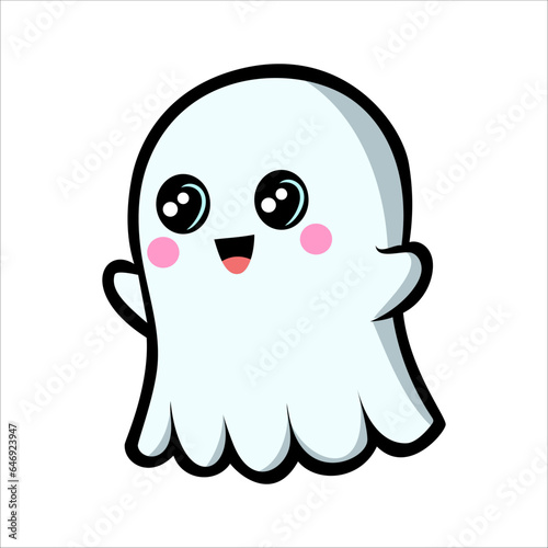 cute kawaii ghost character vector illustration 