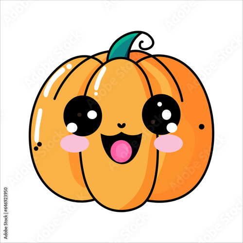 pumpkin kawaii cute halloween vector illustration