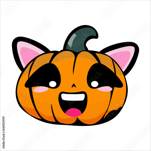 pumpkin kawaii cute halloween vector illustration