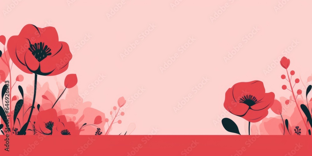 beautiful abstract red simple doodle cartoon floral design background. beautiful Generative AI AIG32