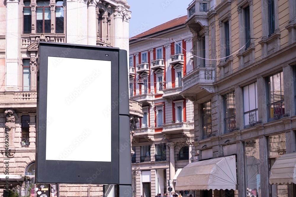 Fototapeta premium Blank white poster in the streets of Milan.