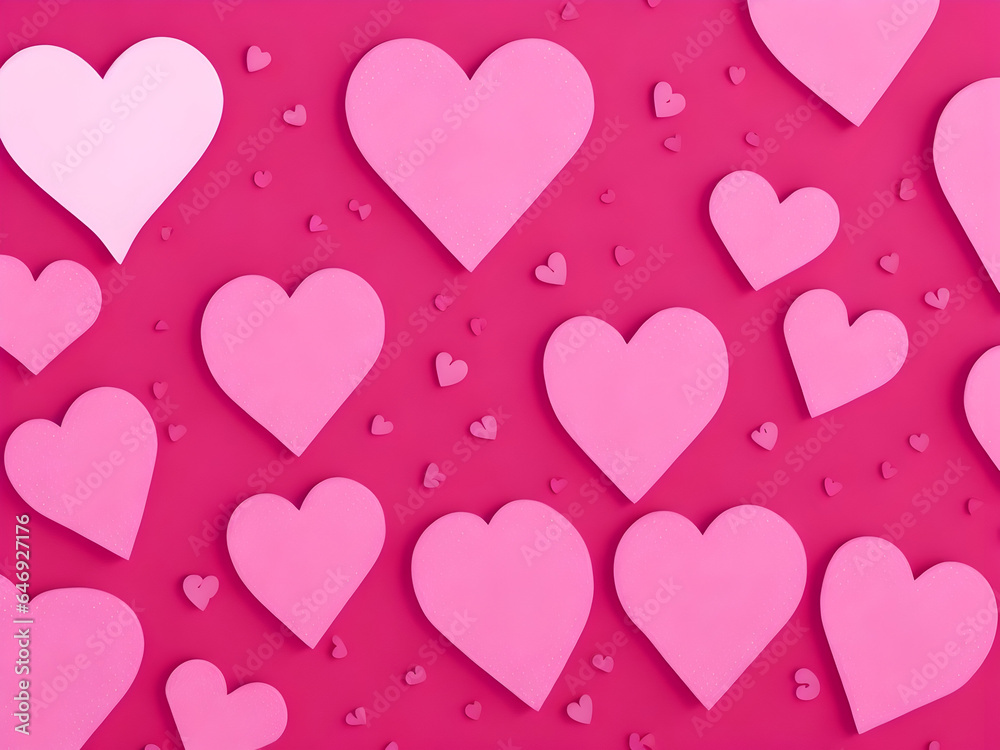seamless pattern with hearts , pink heart background, ai generative image 