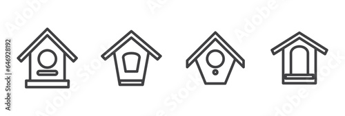 Bird home icon set, Bird House Set, Bird House, House or Nest with Round, Curved or Hollow Sweet House. Cartoon Vector Illustration, Icon, Clip Art