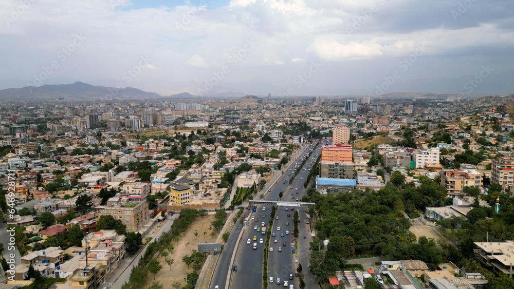 Aerial view of Kabul city Afghanistan
