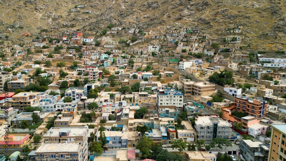 Houses on the hills in Kabul city Afghanistan