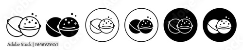 Bath salts bomb icon. Cosmetic beauty product with aroma flavor symbol. Organic bathroom soap ball for shower vector.