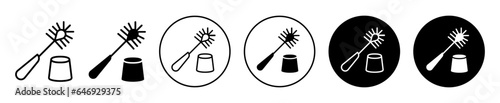 Toilet Brush icon. Household bathroom cleaner tool symbol. Plastic bristle scrub with bucket symbol. Lavatory scribble sanitary equipment vector.
