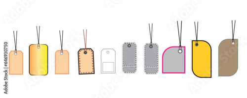 Template of price tags, labels, tags png. Paper discounts on an isolated