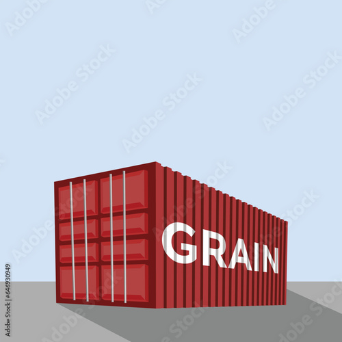 grain, food crisis, cargo container, vector illustration 