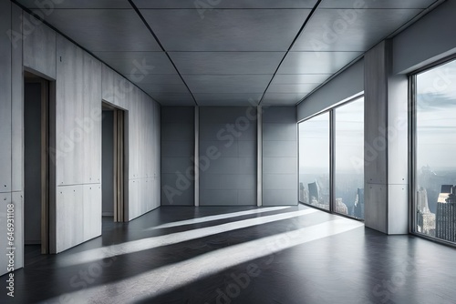 empty corridor with windows