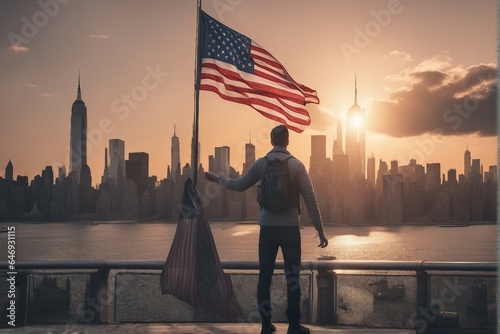 american flag and one hand 