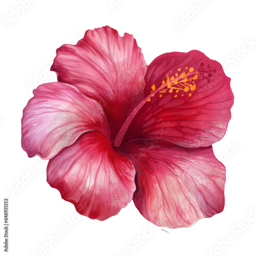 Tropical hibiscus flower. Leaves and flower of a wild plant. Tropics, jungle, Hawaii