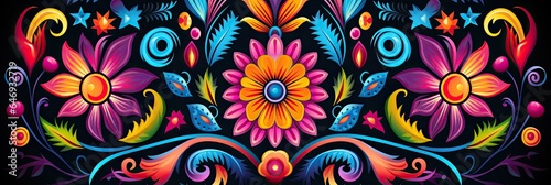 traditional colors mexican huichol pattern