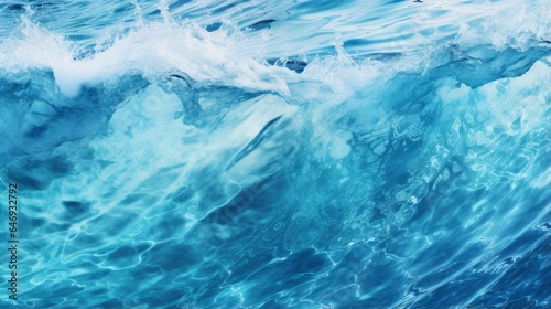 A powerful wave crashing in the deep blue ocean