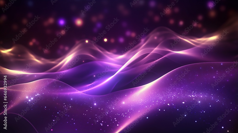 Fototapeta premium A vibrant purple abstract background with swirling waves and sparkling stars