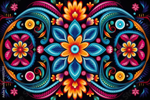traditional colors mexican huichol pattern