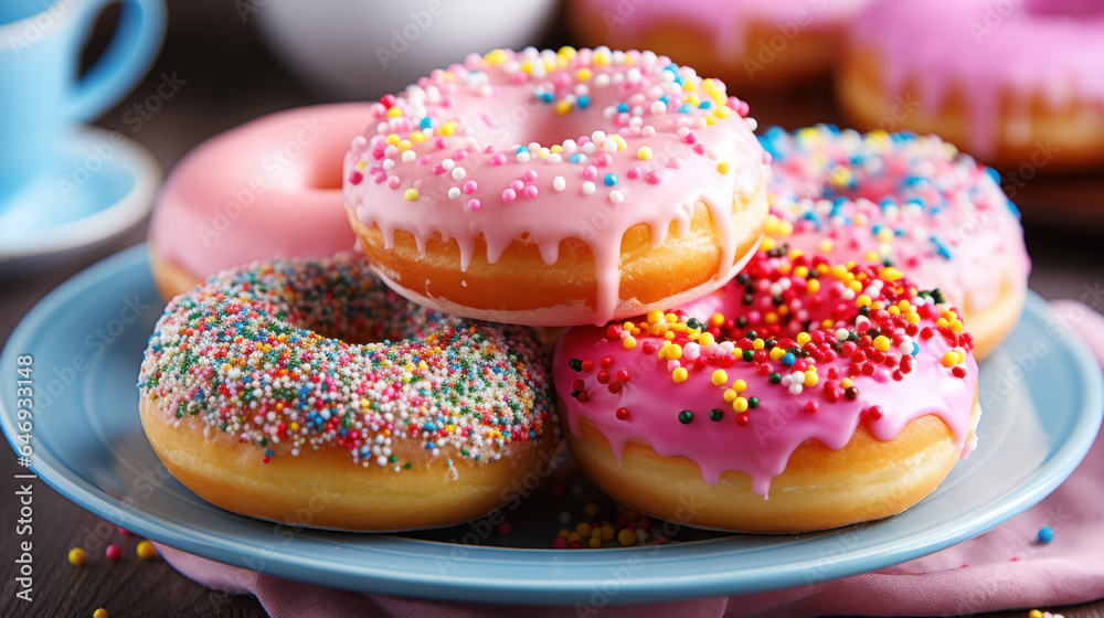 Multicolored donut with different sprinkles Multicolored donut with different sprinkles