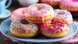 Multicolored donut with different sprinkles