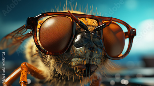 Close-up of a cute and fashionable bee © EcoPim-studio