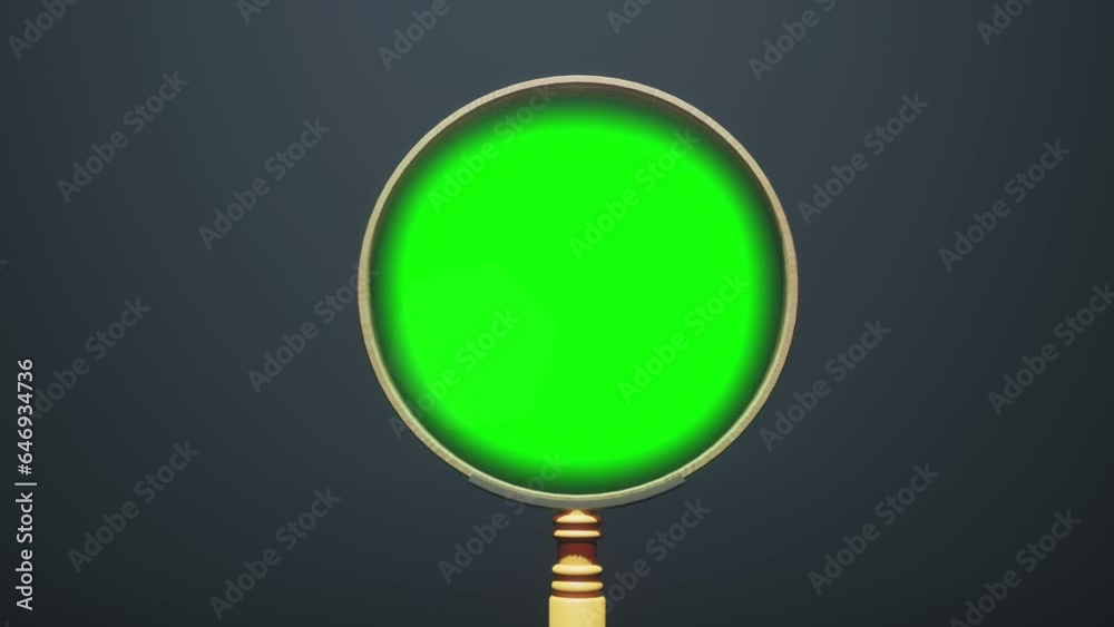 Magnifying Glass Animation with green screen in middle of glass. Information background