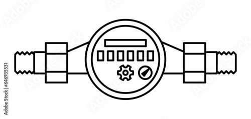 Illustration of water meter. Industrial image of plumbing object.