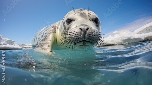 breathtaking shot of the Leopard Seal in its natural habitat, showing its majestic beauty and strength. © pvl0707
