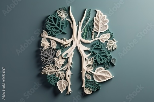 tree in lungs shape. Generative AI photo