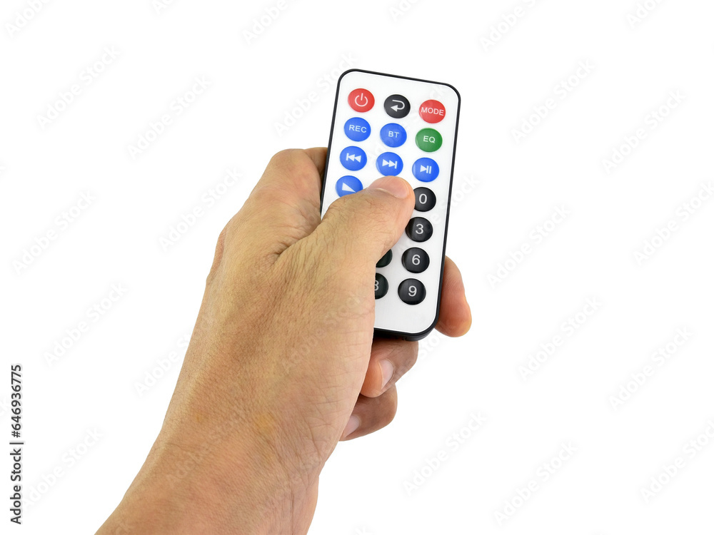 hand holding remote control and use thumb pressing button isolated on transparent hand holding remote control and use thumb pressing button isolated on transparent