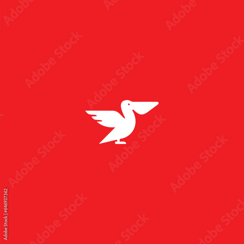vector bird icon white icon on red background