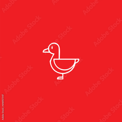 vector bird icon white icon on red background