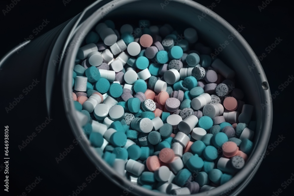 pills in a glass. Generative AI pills in a glass. Generative AI