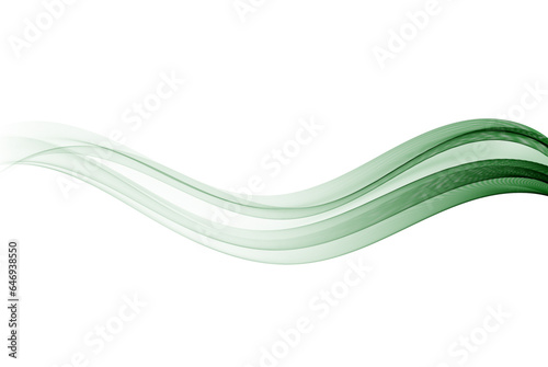 Green wave lines on a white background, horizontal transparent wave