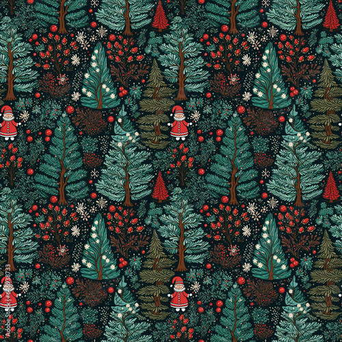 Seamless pattern of the Christmas ornaments, Generative Ai