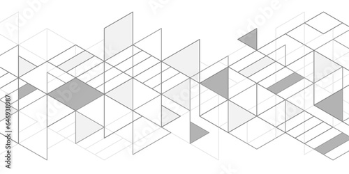 White background from cubes and lines.Linear geometric drawing.Abstraction,Vector illustration.